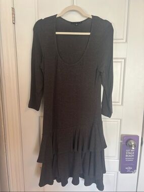Tiana B. Dark Gray Scoop Neck Knit Dress